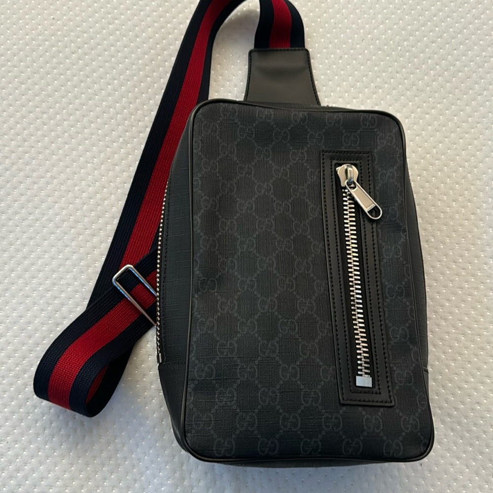 GUCCI K9RRN Shoulder Bag Soft GG Supreme asking Backpack PVC Gray Total Pattern